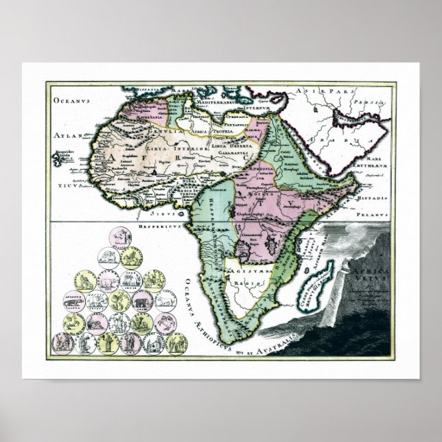 Póster Mapa del Feto en África de 1720 (Frente)