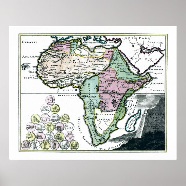 Póster Mapa del Feto en África de 1720 (Frente)