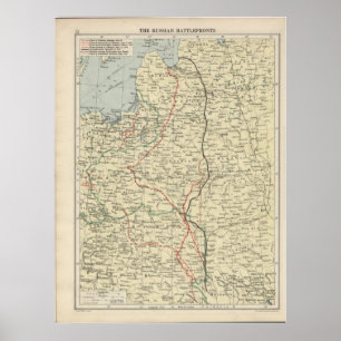 Póster Mapa del Frente Oriental de la WWI
