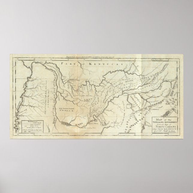 Póster Mapa del gobierno de Tennassee (Frente)