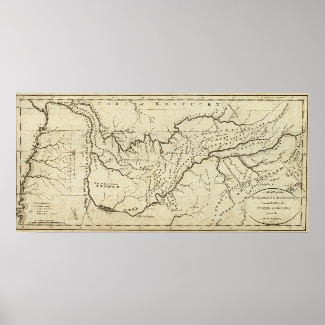 Póster Mapa del gobierno de Tennassee sic (Frente)