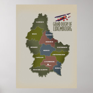 Póster Mapa del Gran Ducado de Luxemburgo
