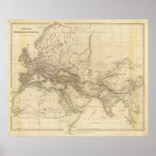 Póster Mapa del hemisferio del este del mundo