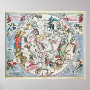 Póster Mapa del hemisferio meridional