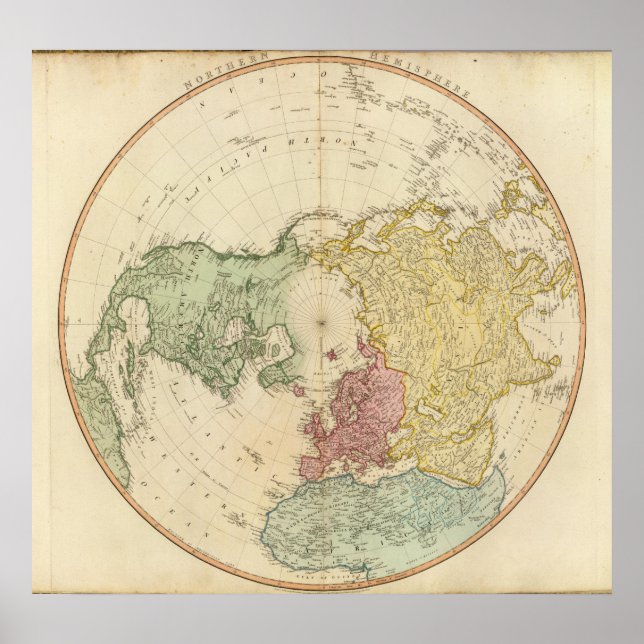 Póster Mapa del hemisferio norte (Frente)