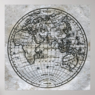 Póster Mapa del Hemisferio Oriental