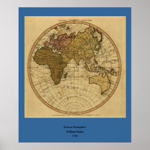 Póster Mapa del hemisferio oriental del Antique William F