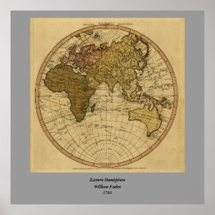 Póster Mapa del hemisferio oriental del Antique William F