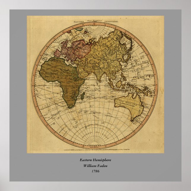 Póster Mapa del hemisferio oriental del Antique William F (Frente)
