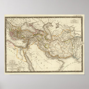 Póster Mapa del hemisferio oriental mundial