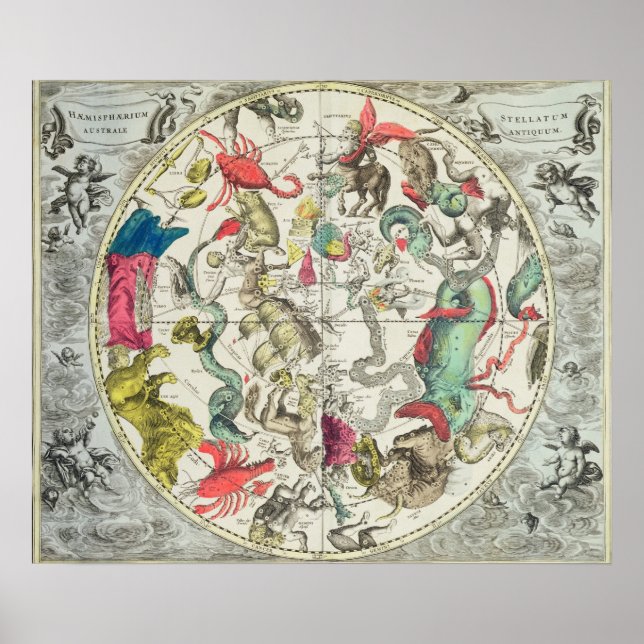 Póster Mapa del Hemisferio Sur 2 (Frente)