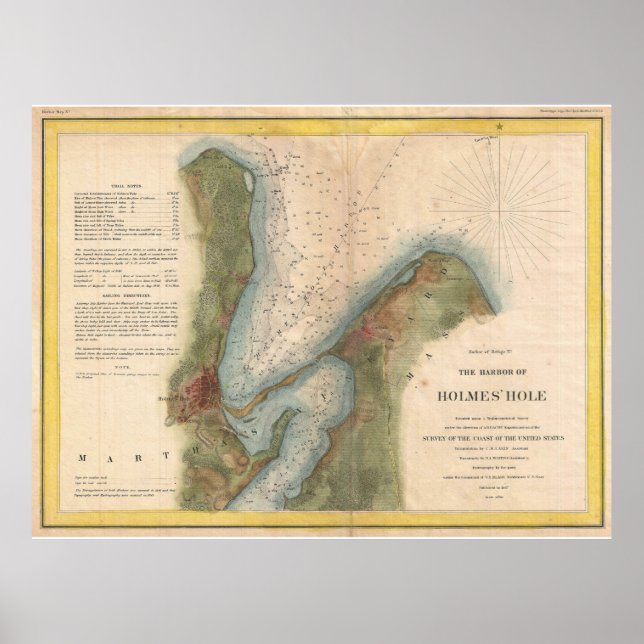 Póster Mapa del hueco del hueco del viñedo de Martha (184 (Frente)
