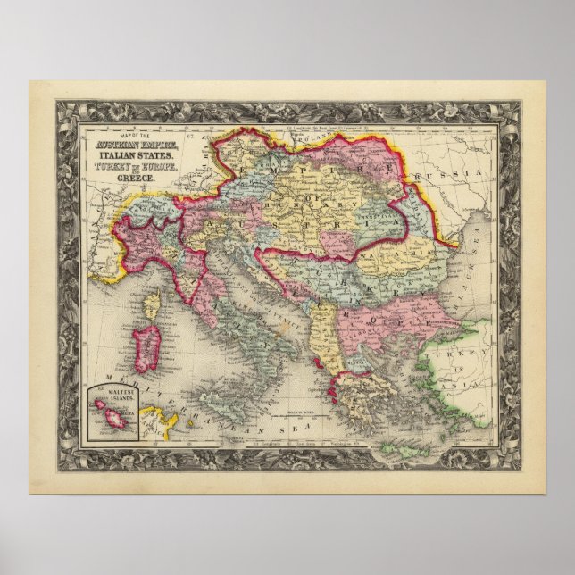 Póster Mapa Del Imperio Austriaco (Frente)