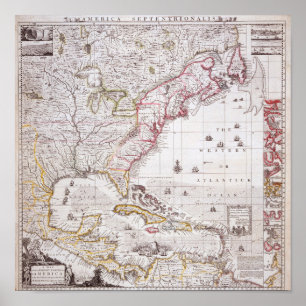 Póster Mapa del Imperio Británico en Estados Unidos