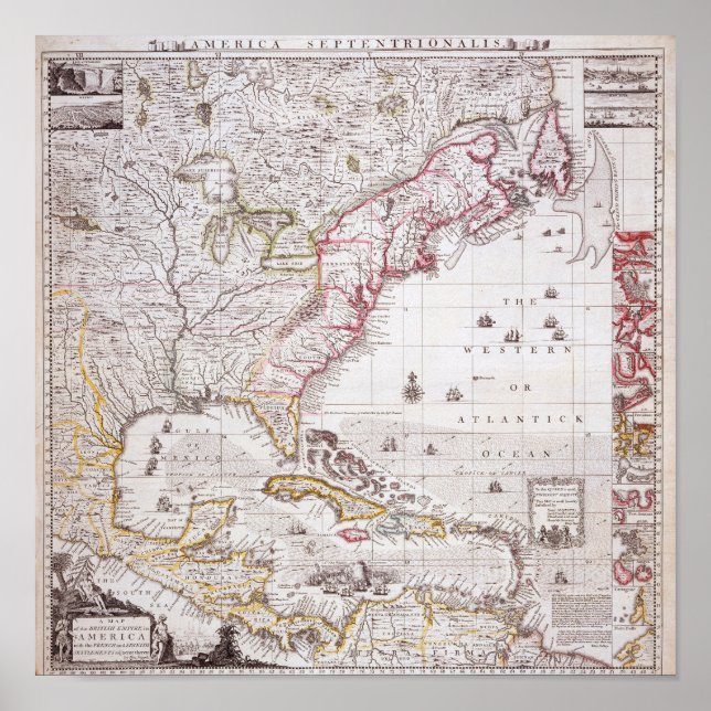 Póster Mapa del Imperio Británico en Estados Unidos (Frente)