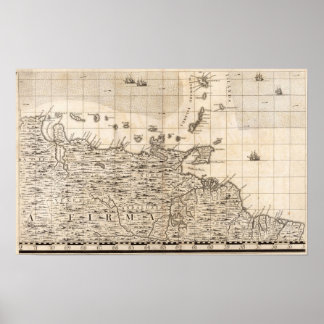 Póster Mapa del Imperio Británico en Estados Unidos Hoja