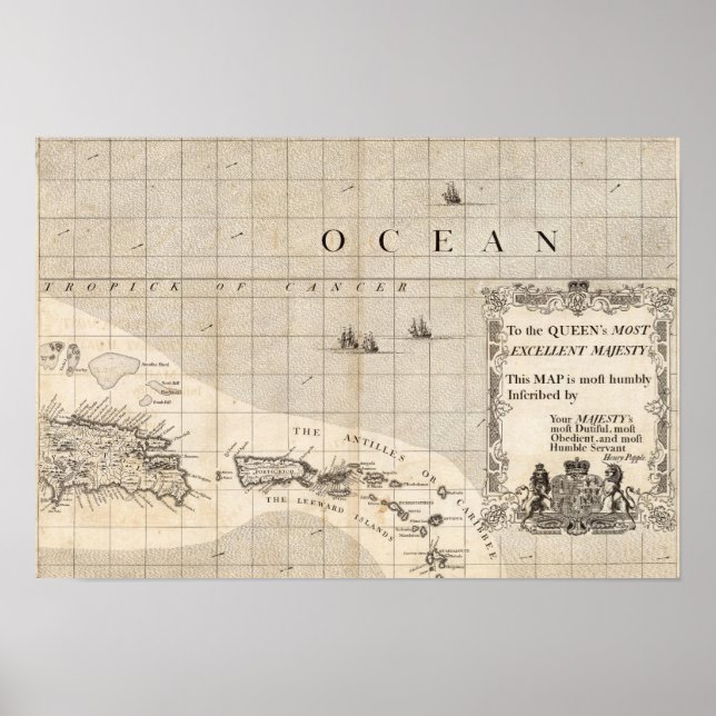 Póster Mapa del Imperio Británico en Estados Unidos Hoja  (Frente)