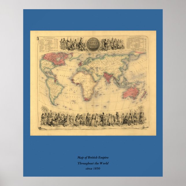 Póster Mapa del Imperio Británico en todo el mundo de los (Frente)