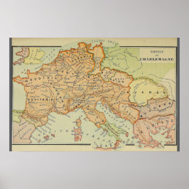 Póster Mapa del Imperio de Carlomagno (1886)