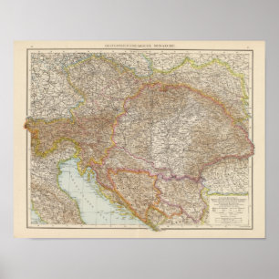 Póster Mapa del Imperio Húngaro de Austria