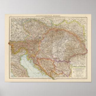 Póster Mapa del Imperio Húngaro de Austria