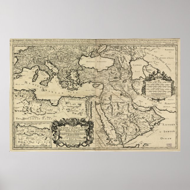 Póster Mapa del Imperio Otomano (1680) (Frente)