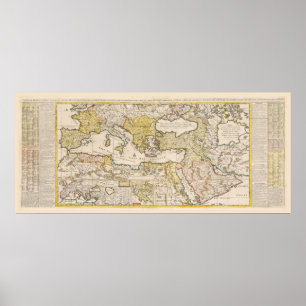 Póster Mapa del Imperio Otomano por Henri Chatelain (1719