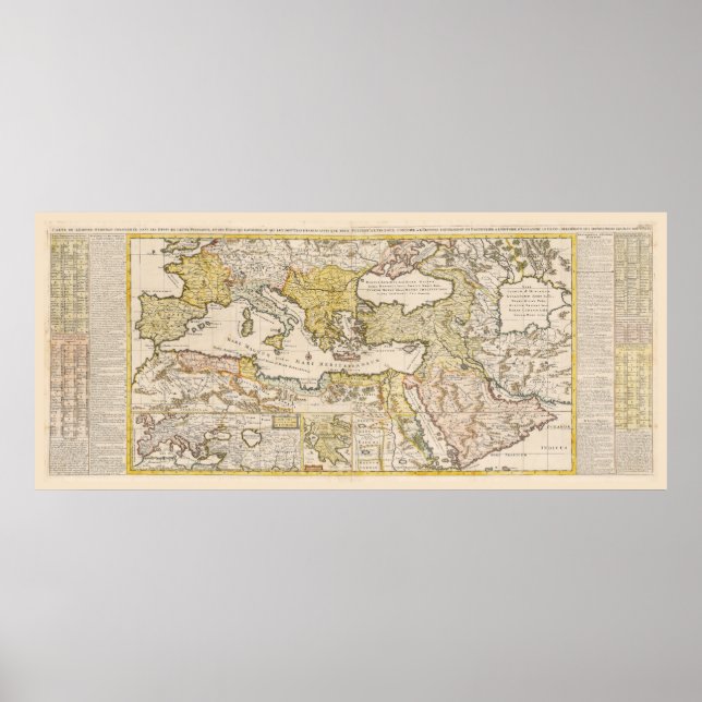 Póster Mapa del Imperio Otomano por Henri Chatelain (1719 (Frente)