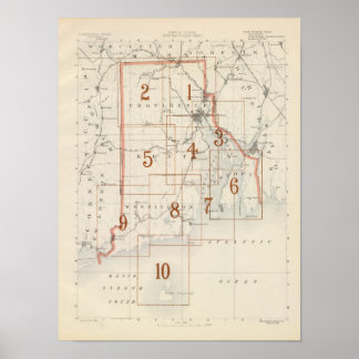 Póster Mapa del índice de Rhode Island