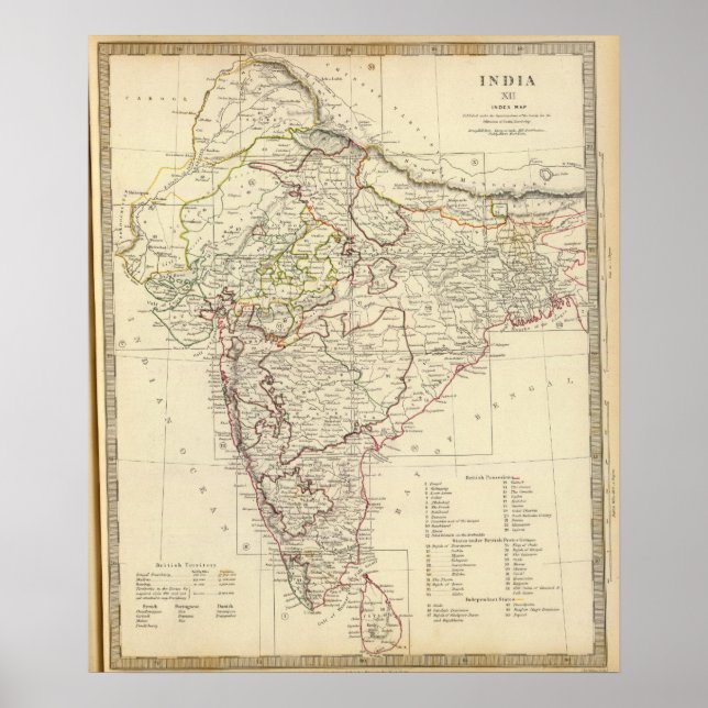 Póster Mapa del índice India XII (Frente)