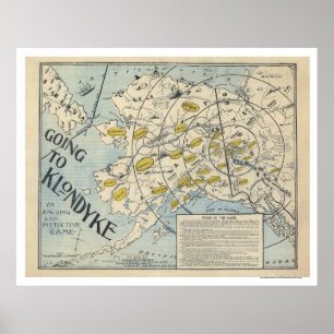 Póster Mapa del Klondyke de un juego de mesa 1897