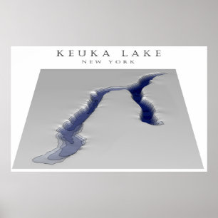 Póster Mapa del lago 3d Keuka