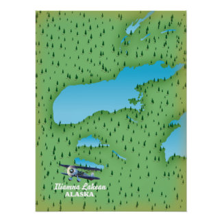 Póster Mapa del lago Alaska