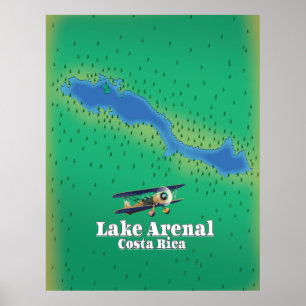 Póster Mapa del lago Arenal, Costa Rica