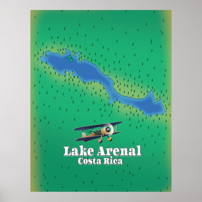 Póster Mapa del lago Arenal, Costa Rica (Frente)
