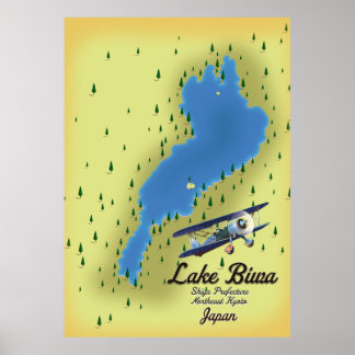 Póster Mapa del lago Biwa Japón