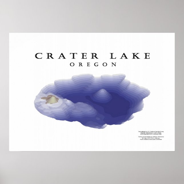 Póster Mapa del lago Crater (Frente)