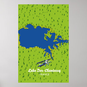 Póster Mapa del lago Der chantecoq Francia