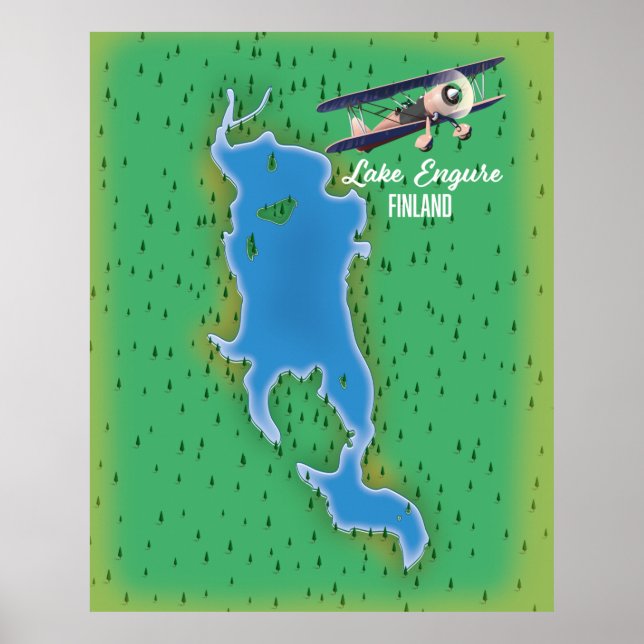 Póster Mapa del lago Engure Finlandia (Frente)