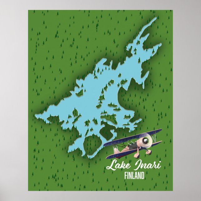 Póster Mapa del lago Inari Finlandia (Frente)
