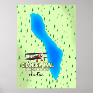 Póster Mapa del lago indio Chandra Taal Himachal Pradesh