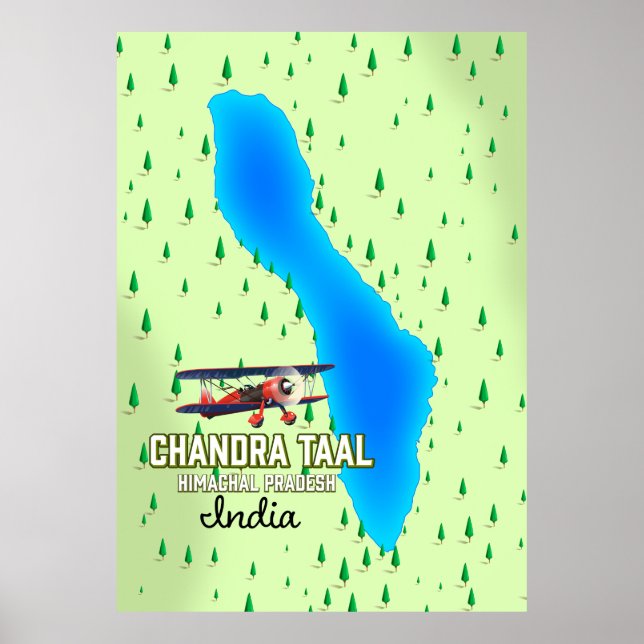 Póster Mapa del lago indio Chandra Taal Himachal Pradesh (Frente)