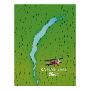 Póster Mapa del lago Ka Nasi China
