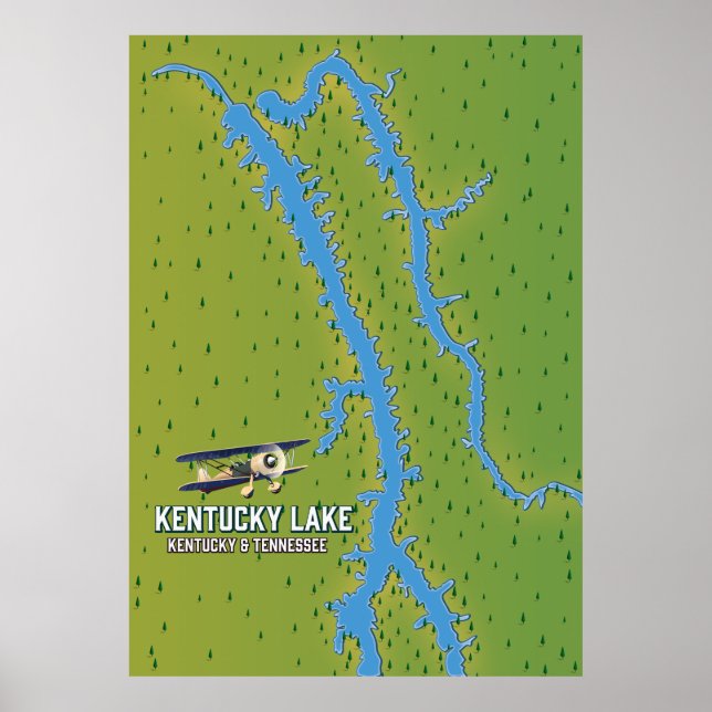 Póster Mapa del lago Kentucky EE. UU. (Frente)