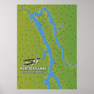 Póster Mapa del lago Kentucky EE. UU.