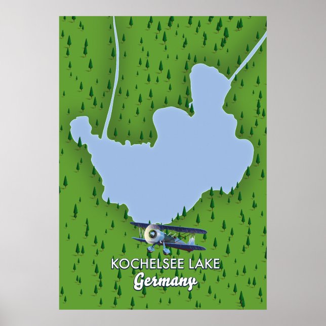 Póster Mapa del lago Kochelsee, Alemania (Frente)