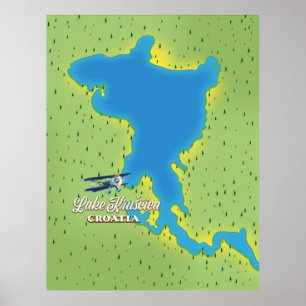 Póster Mapa del lago Krušćica Croacia