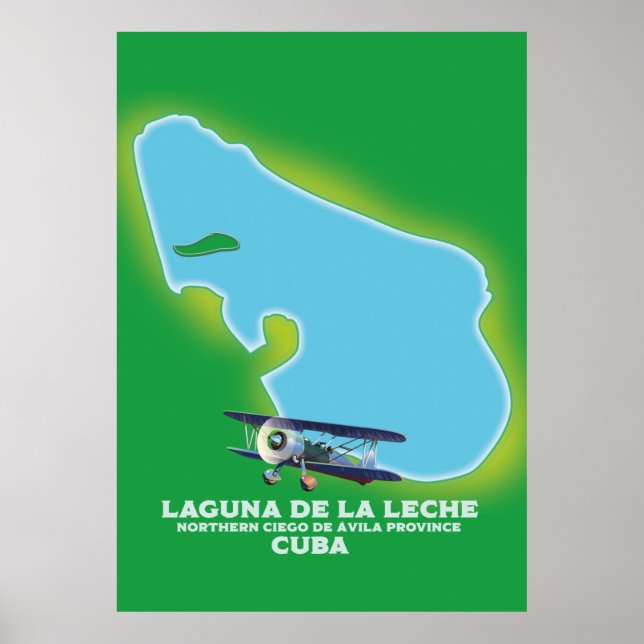 Póster Mapa del lago Laguna de la Leche Cuba (Frente)