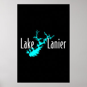 Póster Mapa del lago Lanier Georgia Embarcaciones y pesca