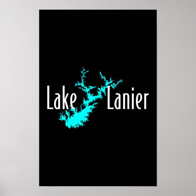 Póster Mapa del lago Lanier Georgia Embarcaciones y pesca (Frente)